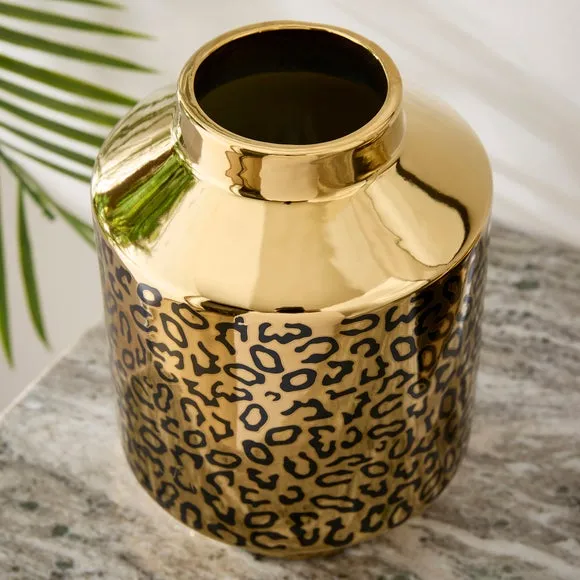 Gold Leopard Print Vase 2