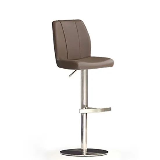 Naomi Cappuccino PU Leather Bar Stool With Stainless Steel Base