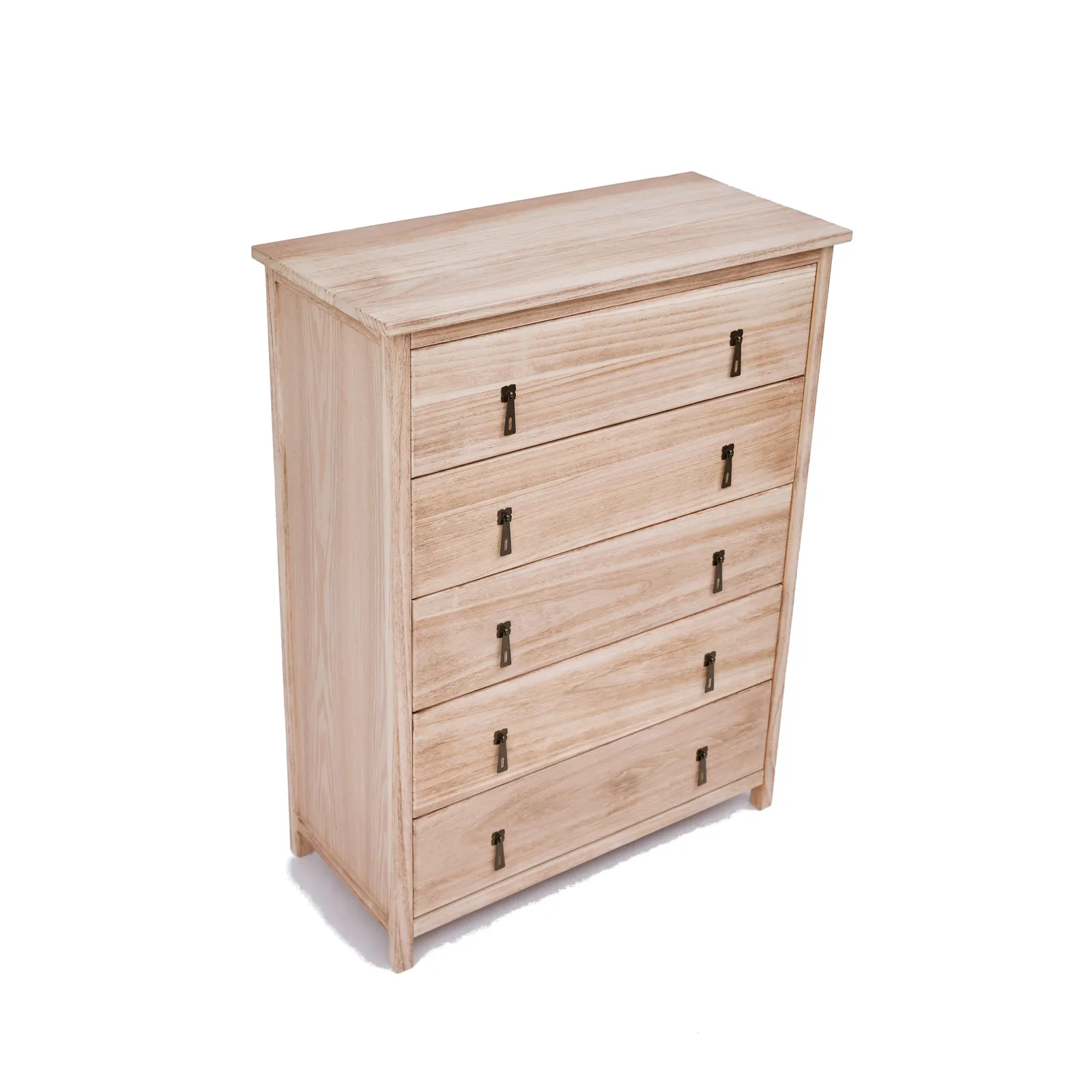 Cabinet Bits Portofino 5 Drawer Chest of Drawers Drop Brass Handle in Natural 3