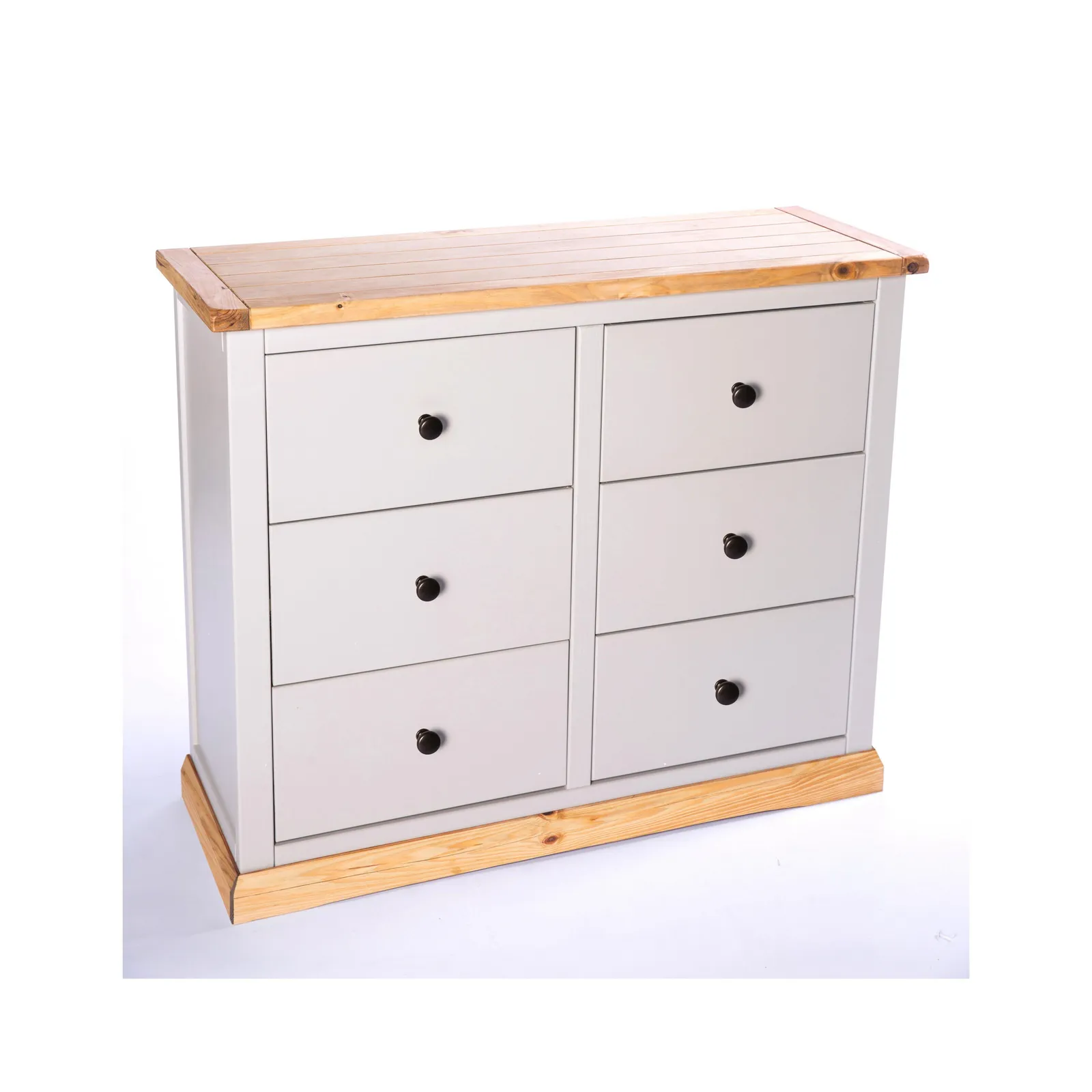 Cabinet Bits Bomporto 6 Drawer Chest of Drawers Brass Knob in Light Grey 3