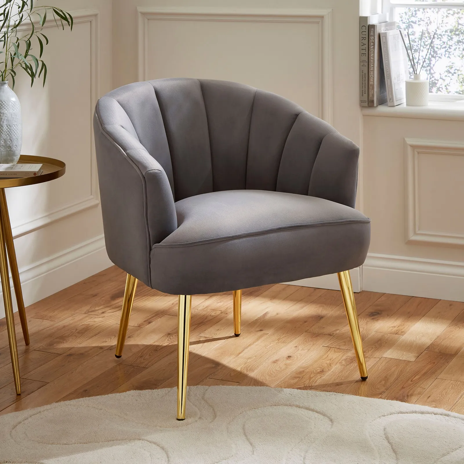 GFW Pettine Velvet Accent Chair in Grey