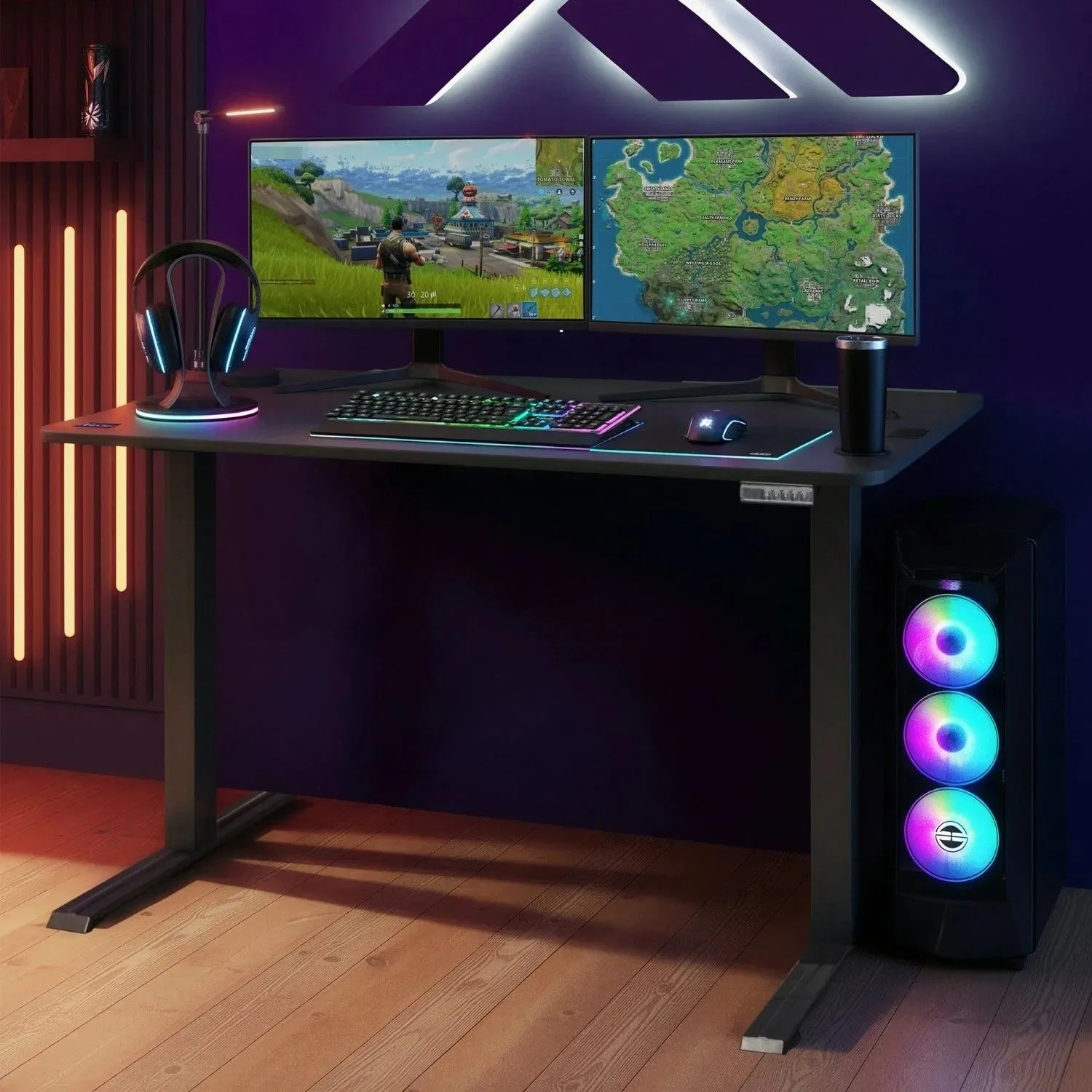 X Rocker Ascend 120cm Electric Height Adjustable Gaming Desk in Black 1