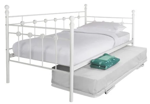 Argos Home Abigail Metal Daybed, Trundle & 2Mattresses White
