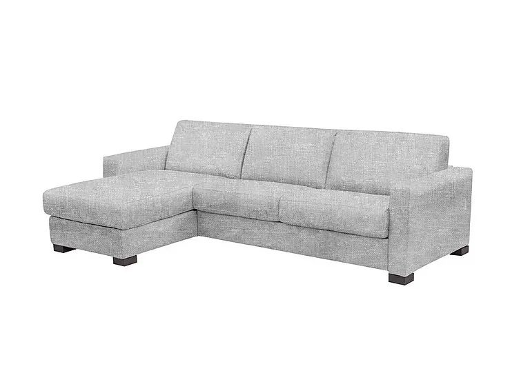 Alcova 3 Seater Left Hand Facing Fabric Sofa Bed and Storage Chaise with Box Arms - Baobab Ghiaccio