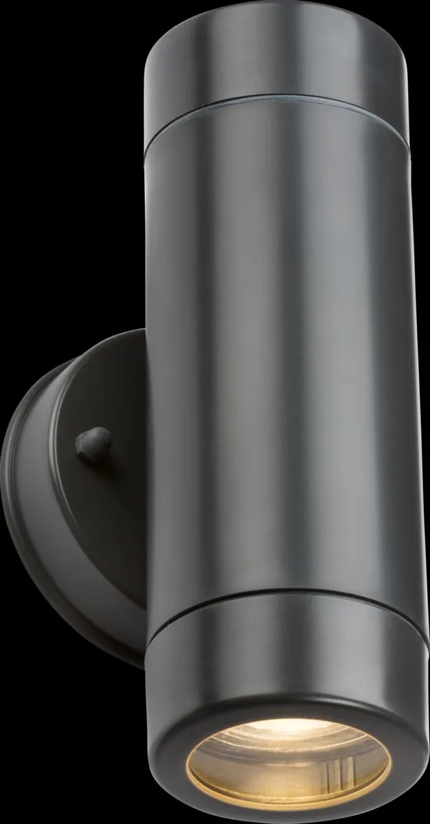 Netlighting Knightsbridge EAMON 230V IP54 GU10 Polycarbonate UpDown Wall light Anthracite EA2A in Black