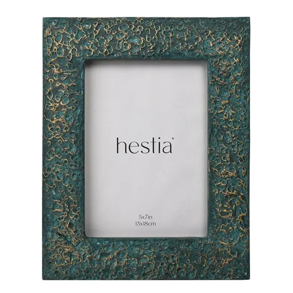 Hestia Teal & Imprinted Gold Photo Frame 2