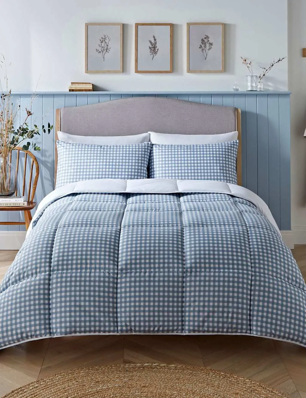 Nightlark Gingham 10.5 Tog Coverless Duvet Set Light Blue
