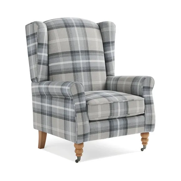 Oswald Grande Check Wingback Armchair 2