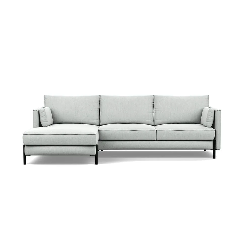 Heal's Tortona Left Hand Facing 4 Seater Corner Chaise Broadweave Tin Black Feet 1