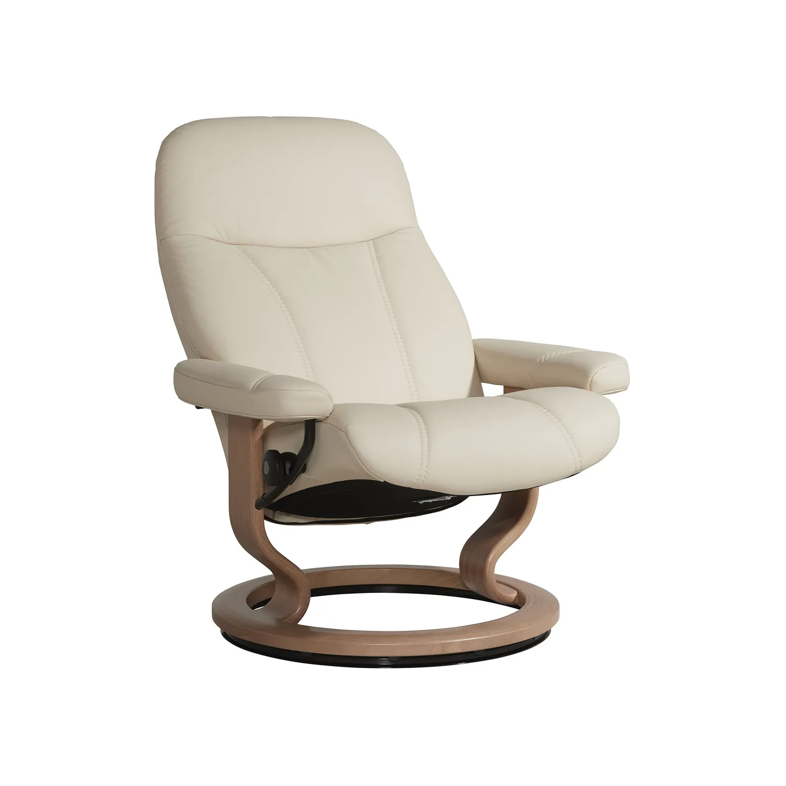 Stressless Consul Medium Recliner Chair & Stool, Neutral Leather | Barker & Stonehouse 4