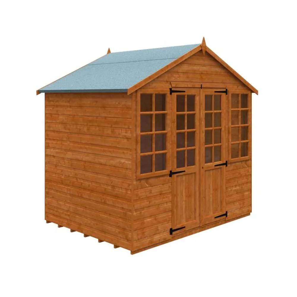 Buttercup Farm 6 x 8 Feet Summerhouse 12mm Shed - L175 x W235 x H243.7 cm in Burnt Orange