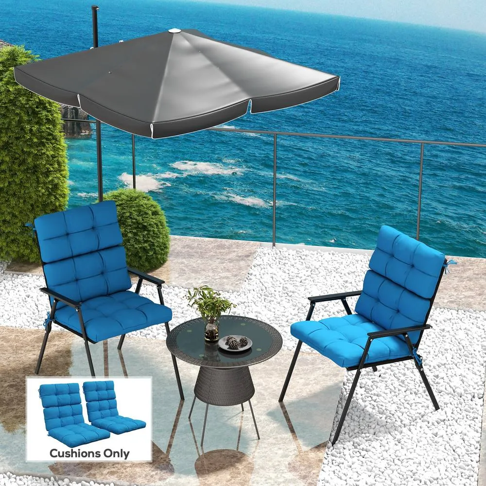 OUTSUNNY 2pc Outdoor Seat Cushions Water Repellent Seat Pads in Blue