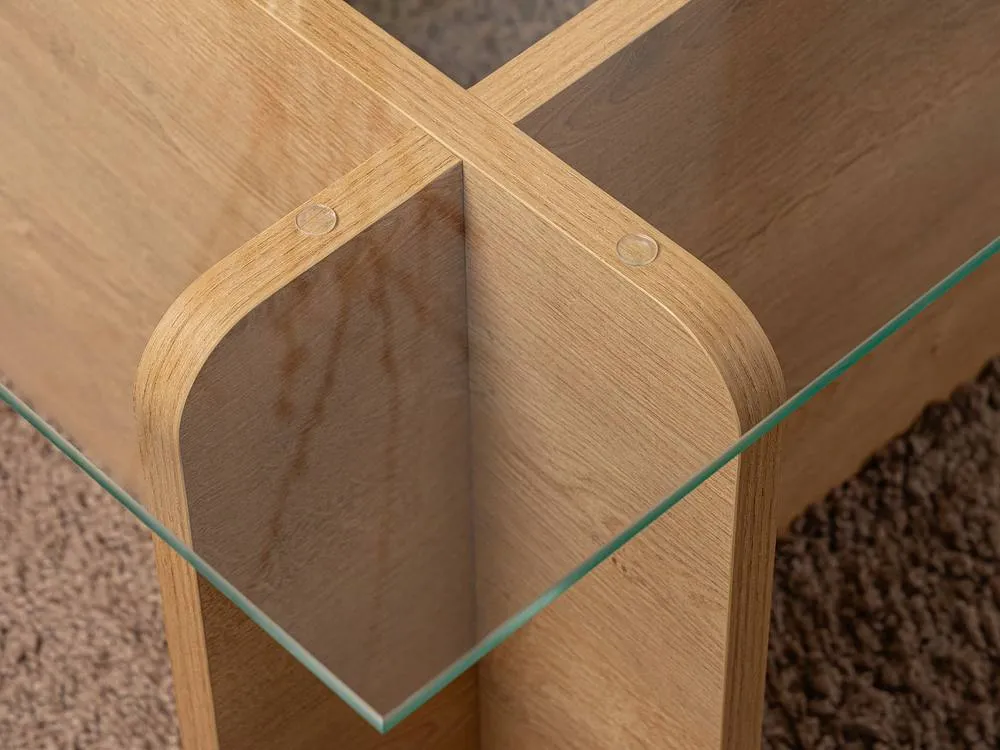 Vente-unique Tempered Glass Coffee Table - Light Natural & Transparent - AZRA in Clear 4