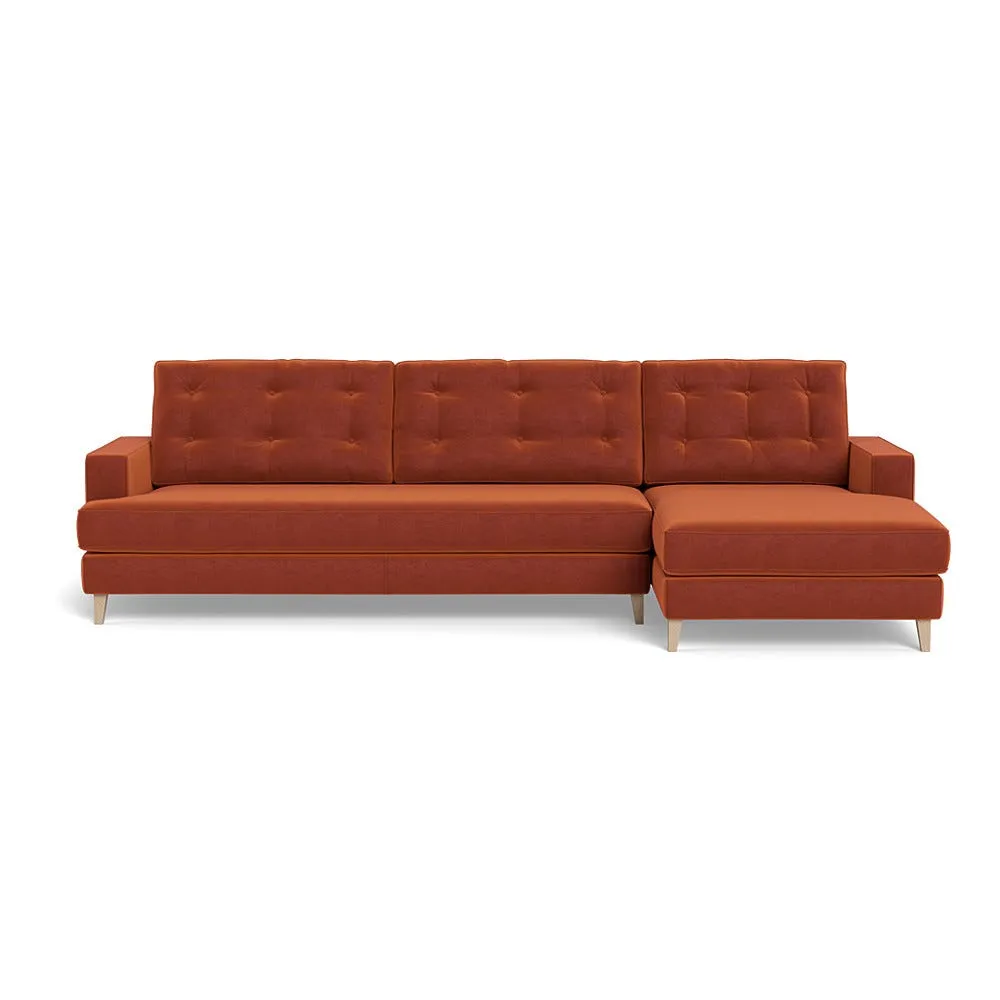 Heal's Mistral Chaise Sofa RHF Cotton Velvet Russet Natural Feet 1
