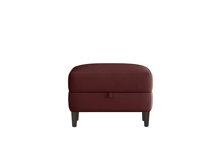 Uno Leather Storage Footstool - BV Deep Red
