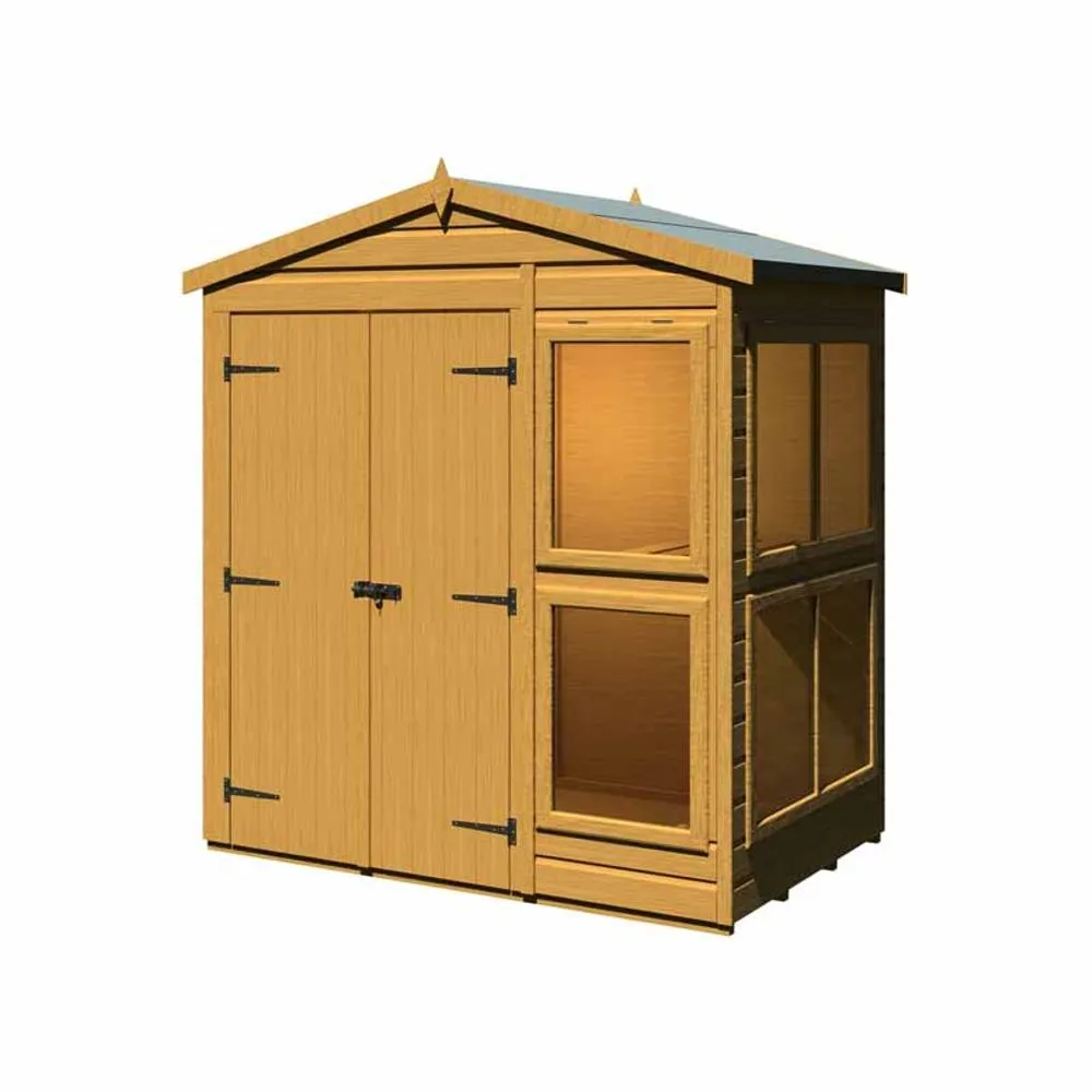 Shires Sun Hut 6 x 4 Feet Potting Shed - L119 x W185.8 x H214.6 cm in Brown 4