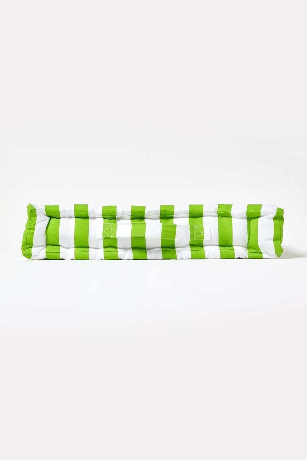 Homescapes Cotton Thick Stripe Floor Cushion in Green 5