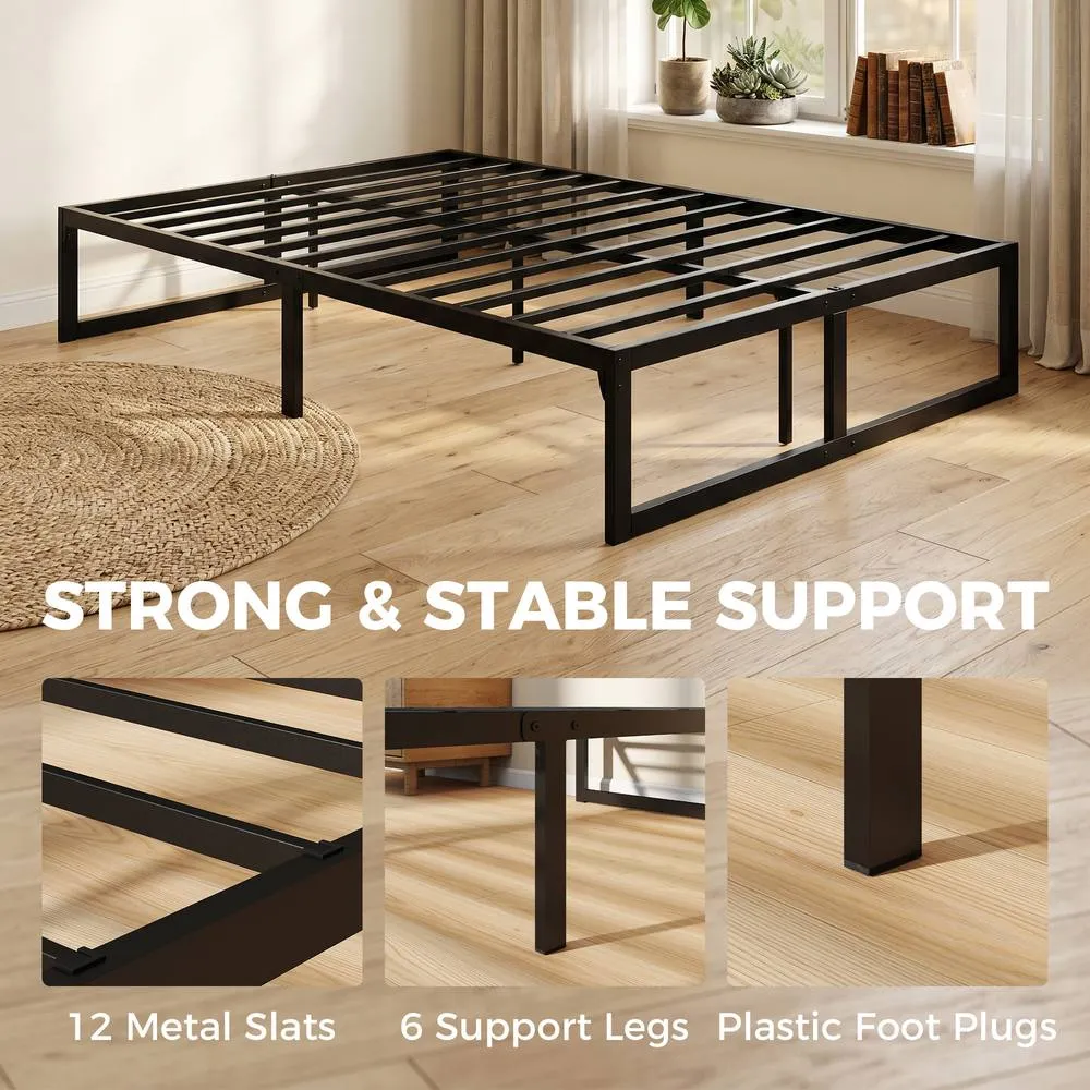 HOMCOM 4ft Small Bed Frame with Underbed Storage, Noise-Free, Black 4