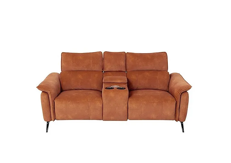 Jude Fabric 2 Seater Power Recliner Sofa with Smart Console and Power Headrests - Dexter Pumpkin
