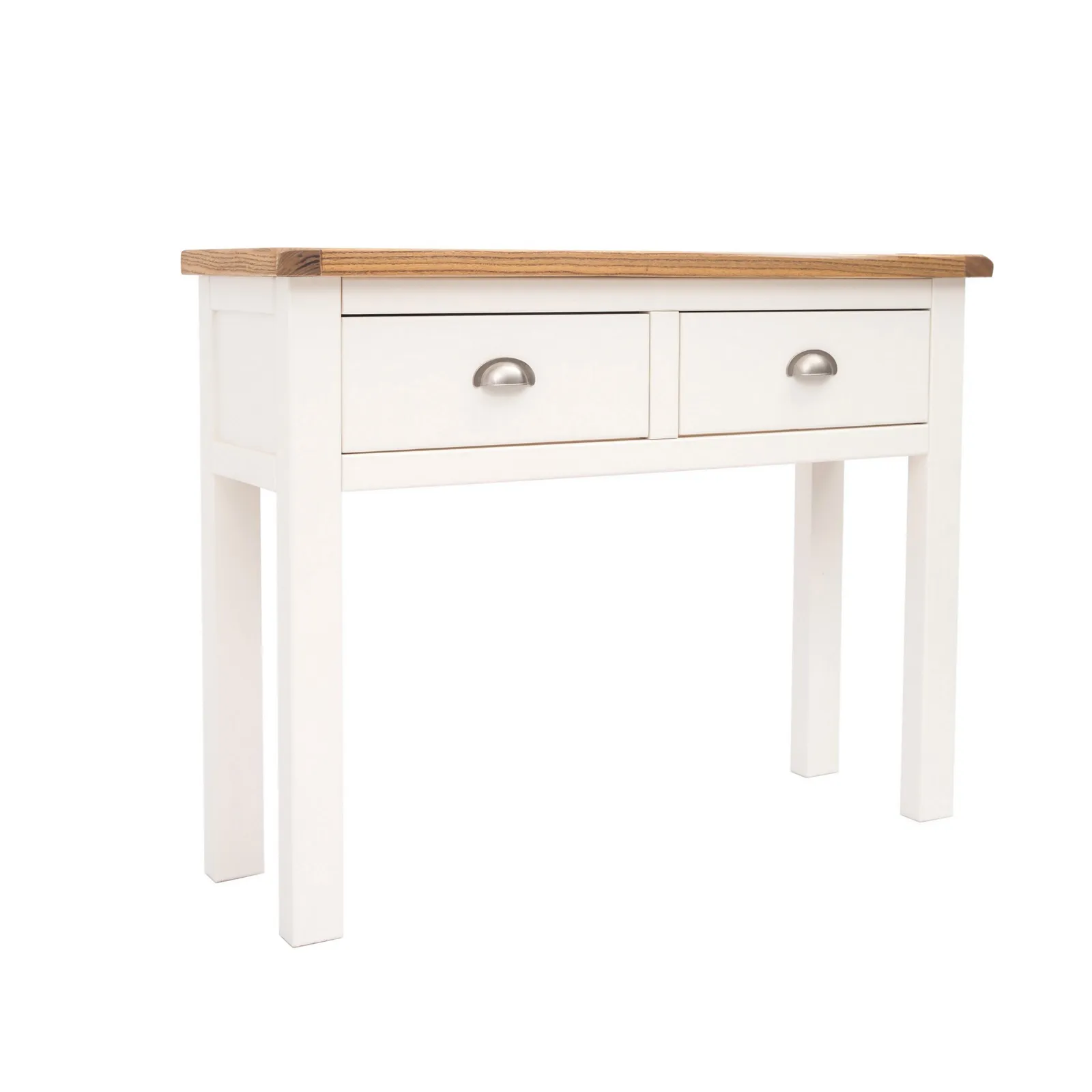 Cabinet Bits Lovere Off-White 2 Drawer Console Table Satin Chrome Cup 2