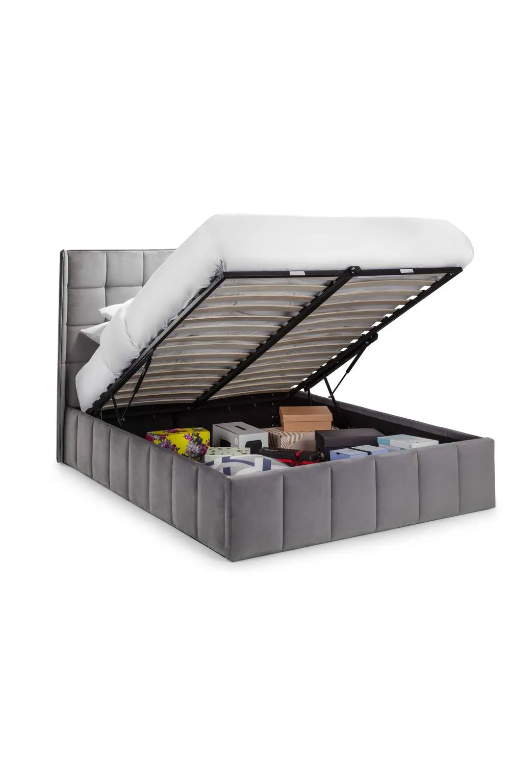 Julian Bowen Gatsby Upholstered Ottoman Storage Bed in Grey 4