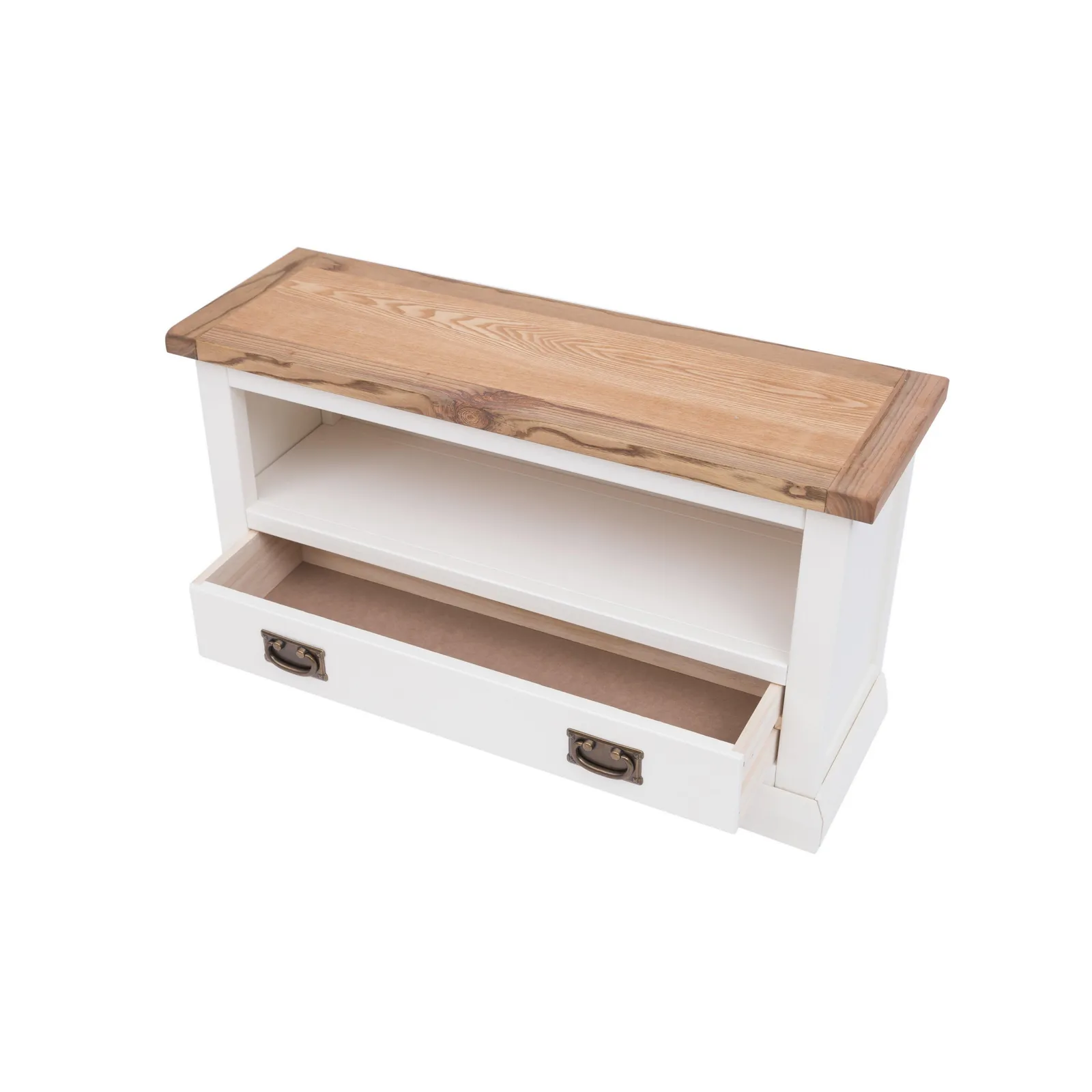 Cabinet Bits Cosenza Off-White 1 Drawer TV Cabinet Brass Drop Handle 4