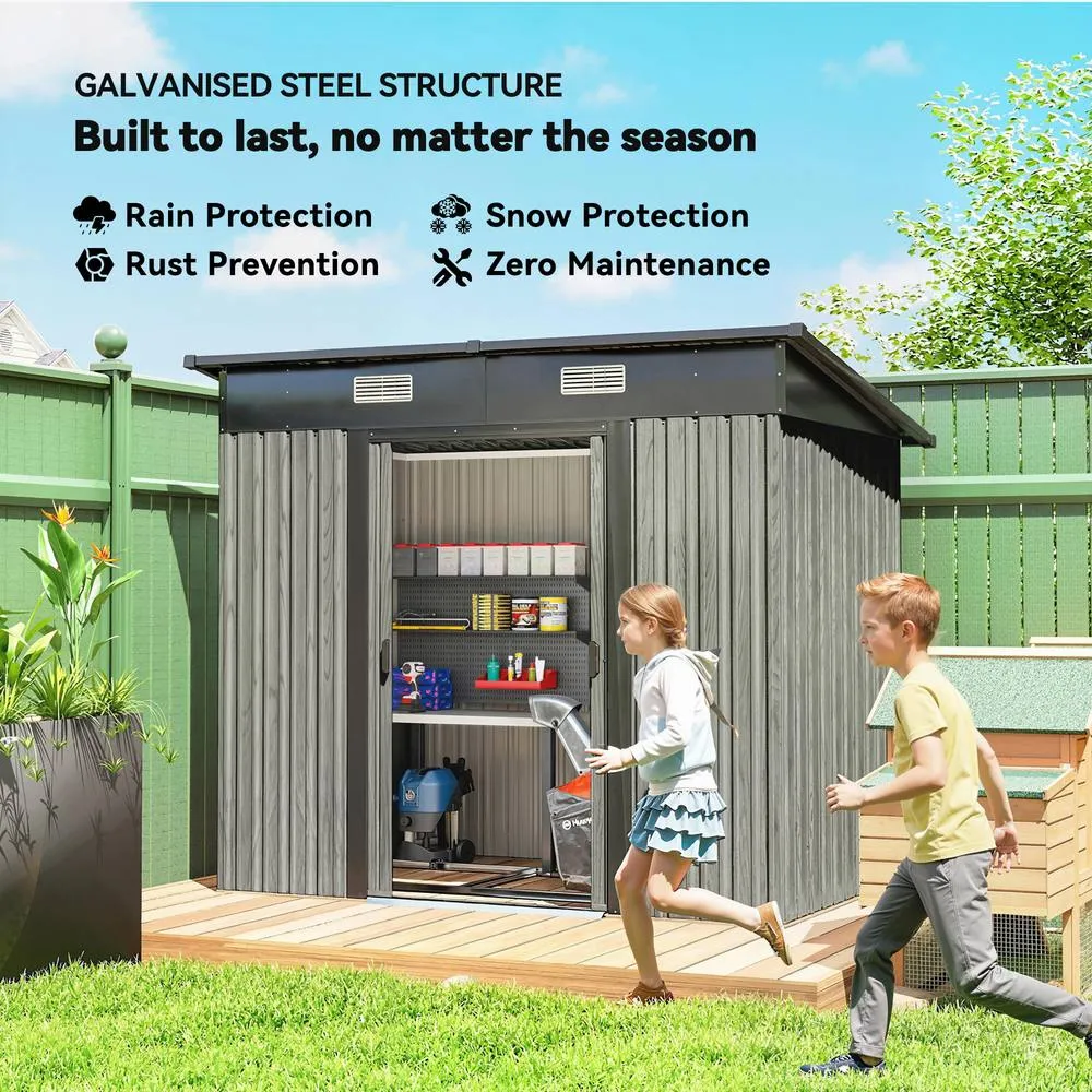 OUTSUNNY 7 x 4ft Outdoor Garden Storage Shed for Garden in Light Grey 4