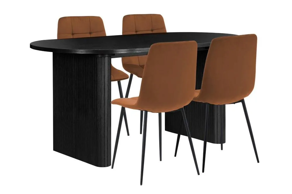 Birlea Axel Oval Fluted Dining Set Table With 4 Chairs 6