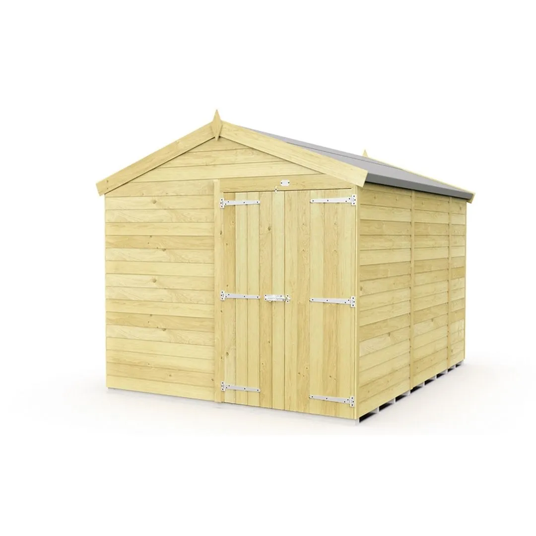 Buttercup Farm 8 x 11 Feet Apex Shed - Double Door W/O Window - L329 x W231 x H217 cm in Brown