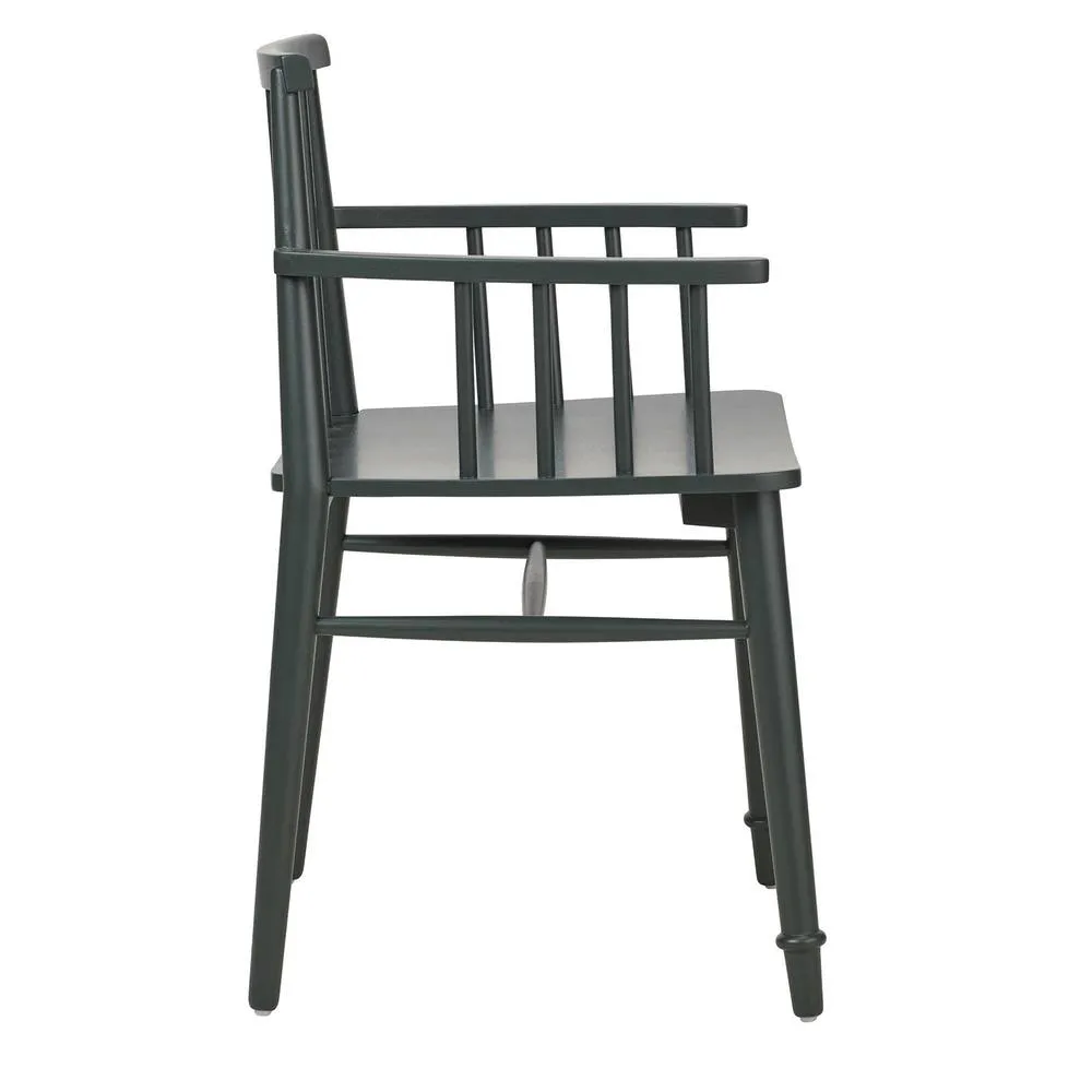 Statement Furniture Queensbury Wooden Dining Armchair with Slatted Back in Bottle Green 3