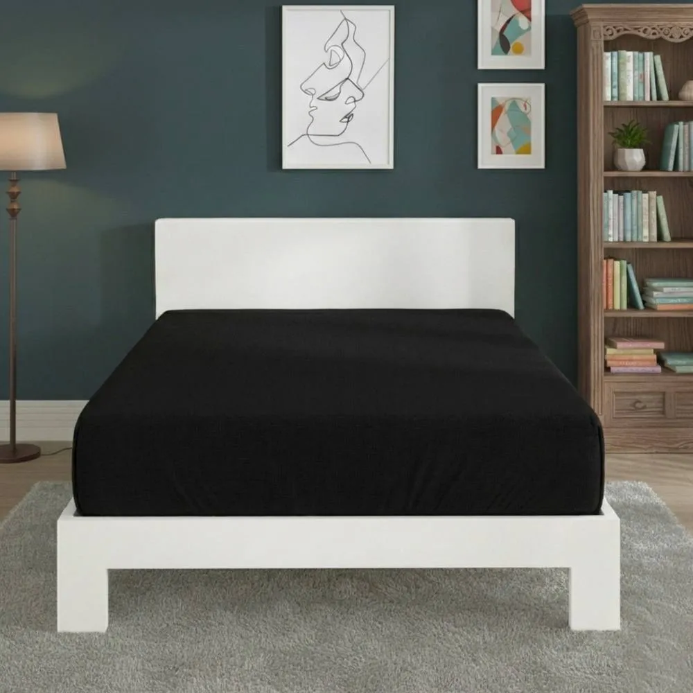 Snug City Polycotton Fitted Sheet Extra Deep 40cm Skirt Easy Care in Black