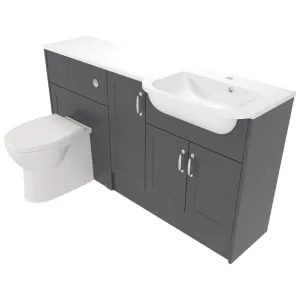 Deccado Padworth Charcoal Grey Right Hand 1500mm Fitted Vanity & Toilet Pan Unit Combination with Right Hand Basin