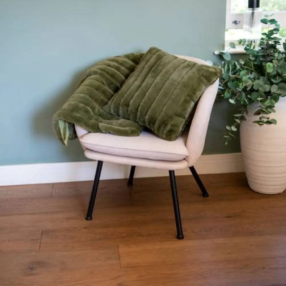 Madison & Mayfair Green Faux Fur Cushion