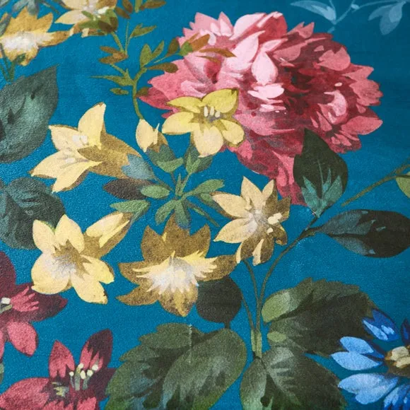Arabella Blue Floral Luxury Velvet Duvet Cover & Pillowcase Set 4