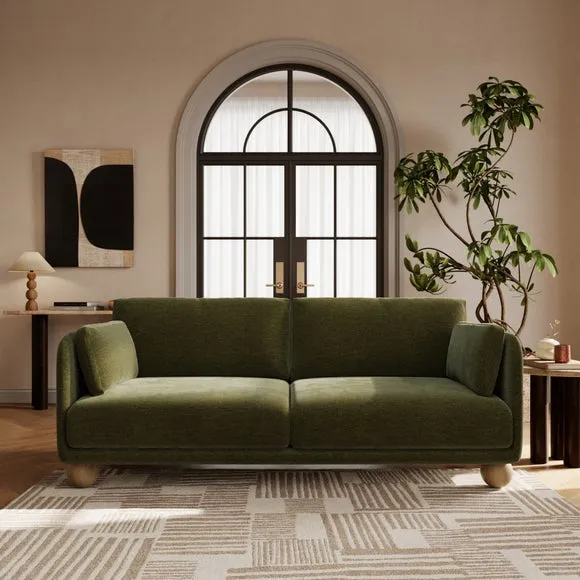 Armitage Chenille 3 Seater Sofa with Ball Feet