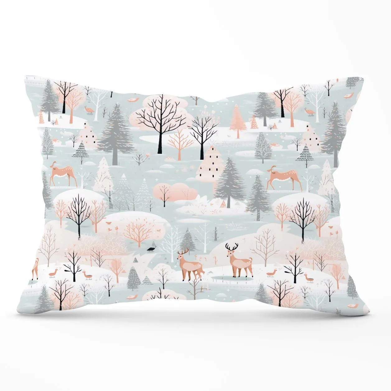 Warren Reed - Designer Whimsical Christmas Winter Wonderland Cushions in Blue