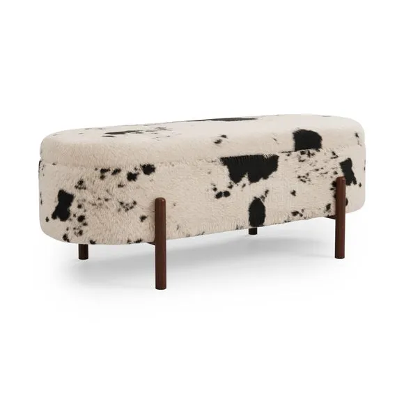 Marley Faux Cow Fur Storage Ottoman 5