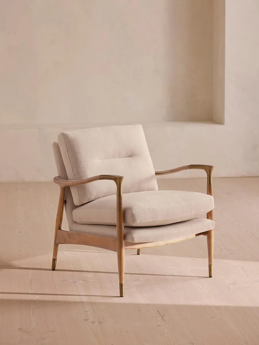 Theodore Oak Armchair, Linen, Bisque