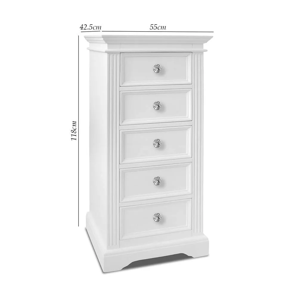 Statement Furniture Gainsborough White Tallboy with Crystal Handles 2