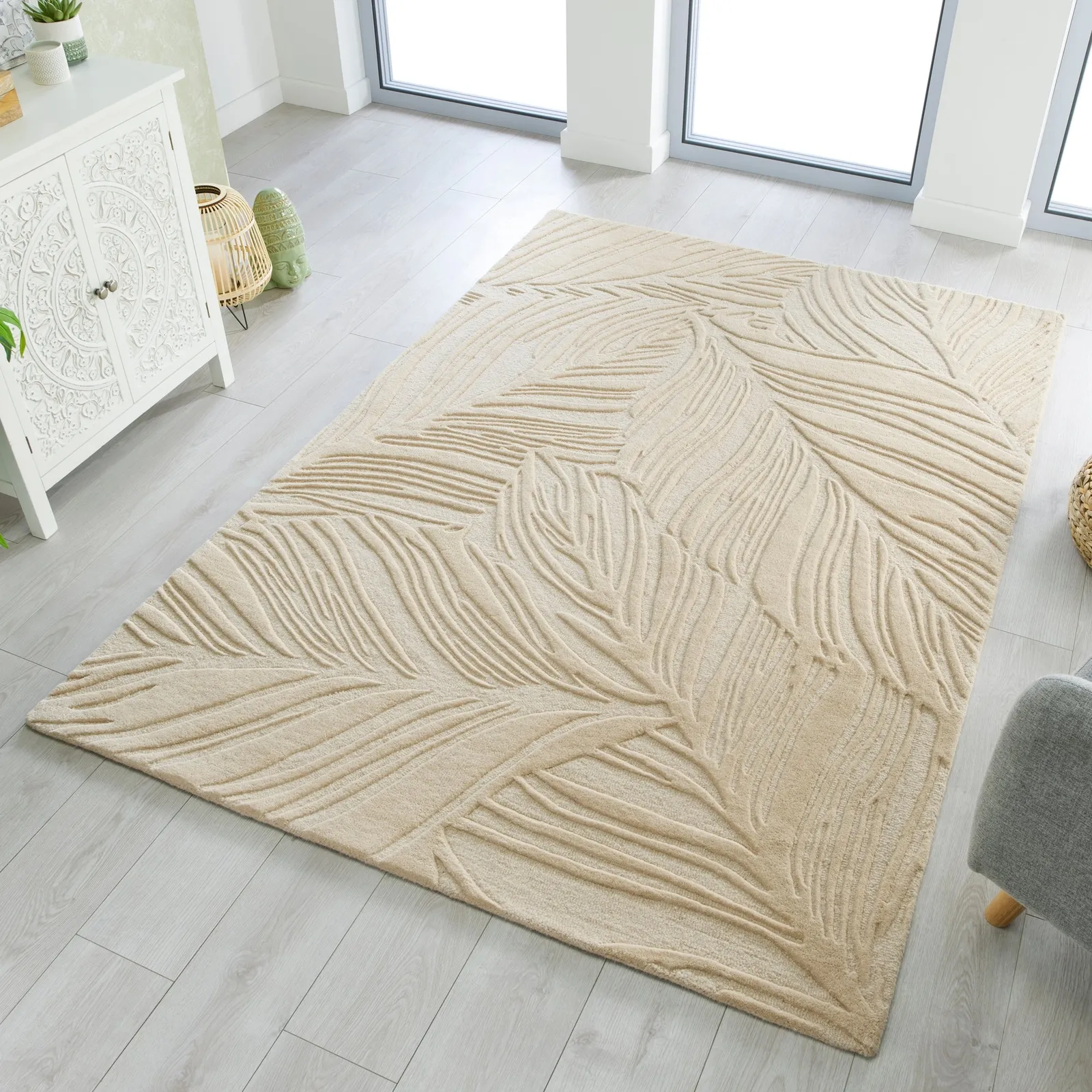 Lino Leaf Rug Beige