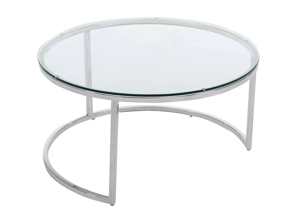 Vente-unique Nesting Coffee Tables In Tempered Glass & Stainless Steel - Silver in Clear 5