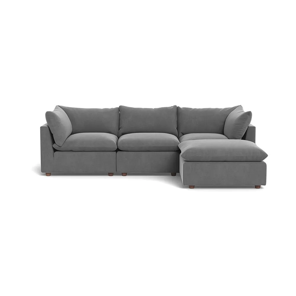 Heal's Astrid Right Hand Facing Corner Sofa Smart Velvet Mercury Walnut Stained Beech Feet 1