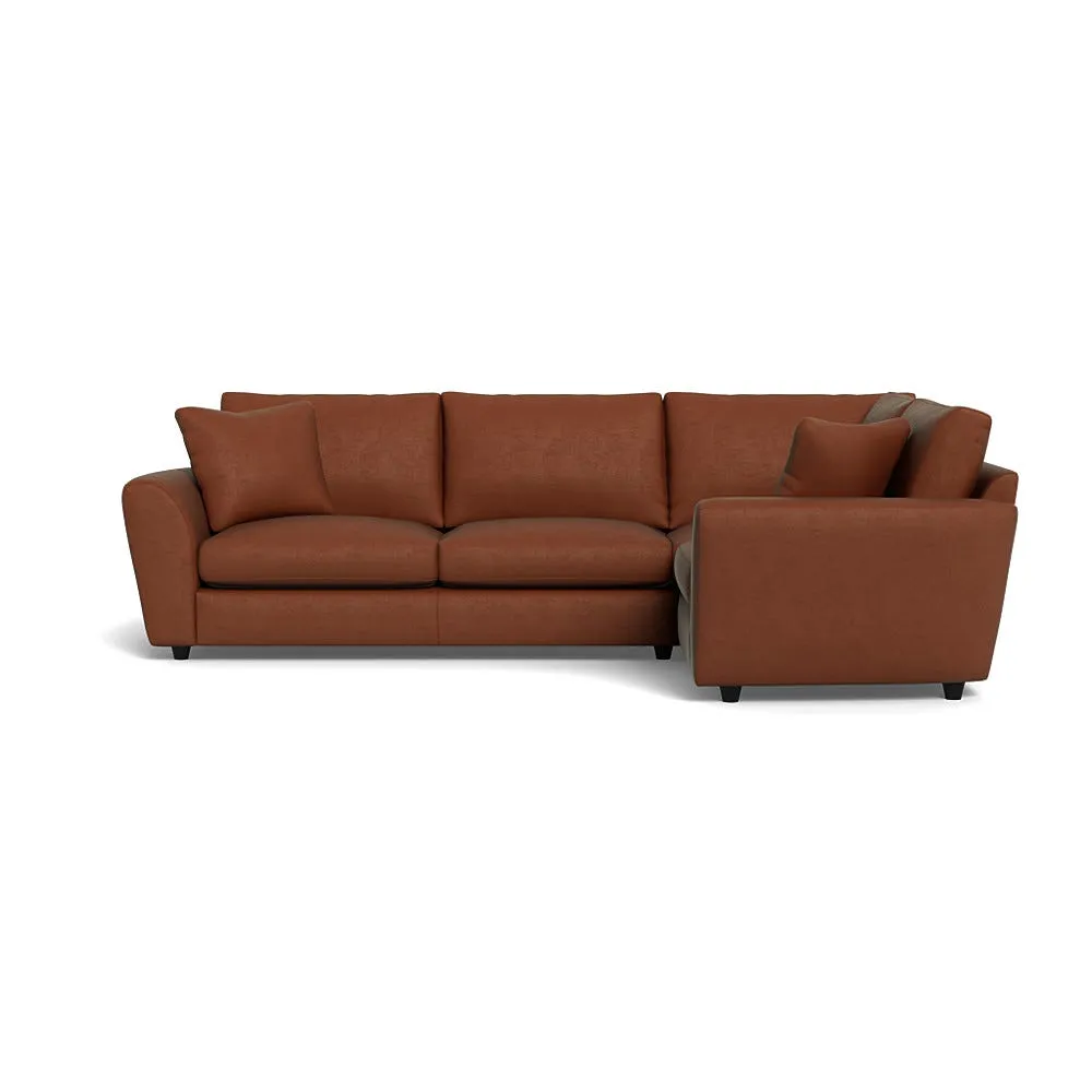 Heal's Snooze Right Hand Facing Corner Sofa Smart Luxe Velvet Tawny Black Feet 1