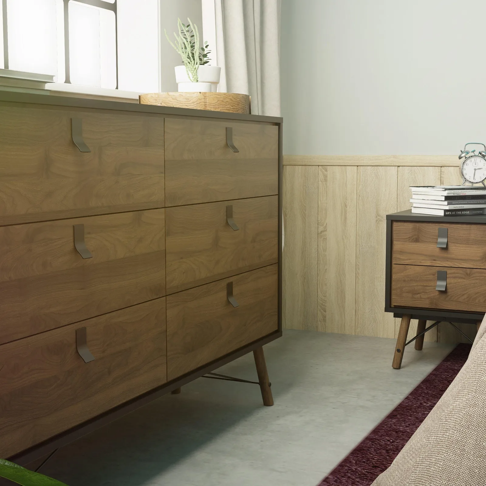 Furniture To Go Ry Wide Double Chest of Drawers 6 Drawers in Black 6