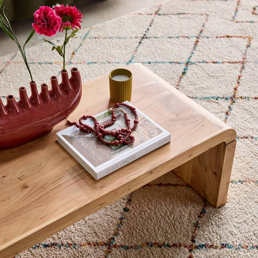 sweeek Rectangular coffee table solid acacia wood in Beige 4