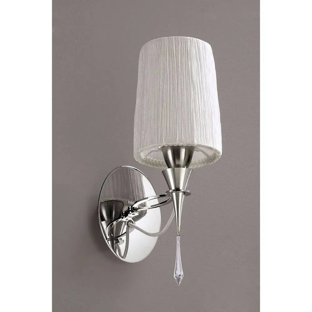 Netlighting Lucca Wall Lamp Switched E27 Chrome White Shade & Crystal in Silver 2