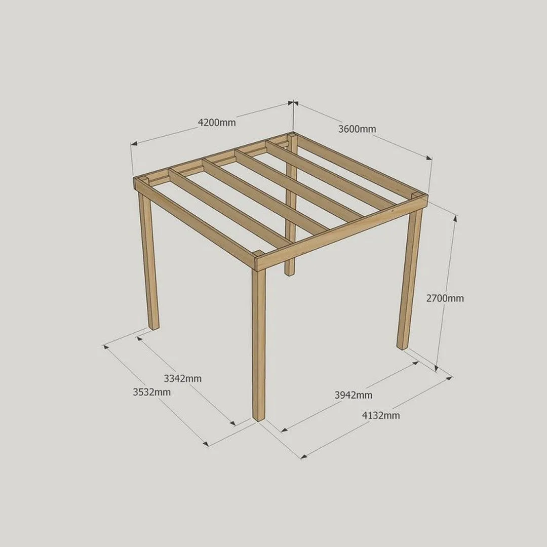 Rutland County Garden Furniture Ltd Box Pergola - Wood - L360 x W420 x H270 cm - Light Green in Brown 3