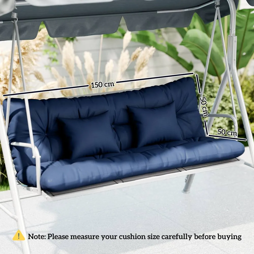 OUTSUNNY Outdoor Seat Cushions Back Cushion with 2 Pillows, Seat Pads in Dark Blue 3