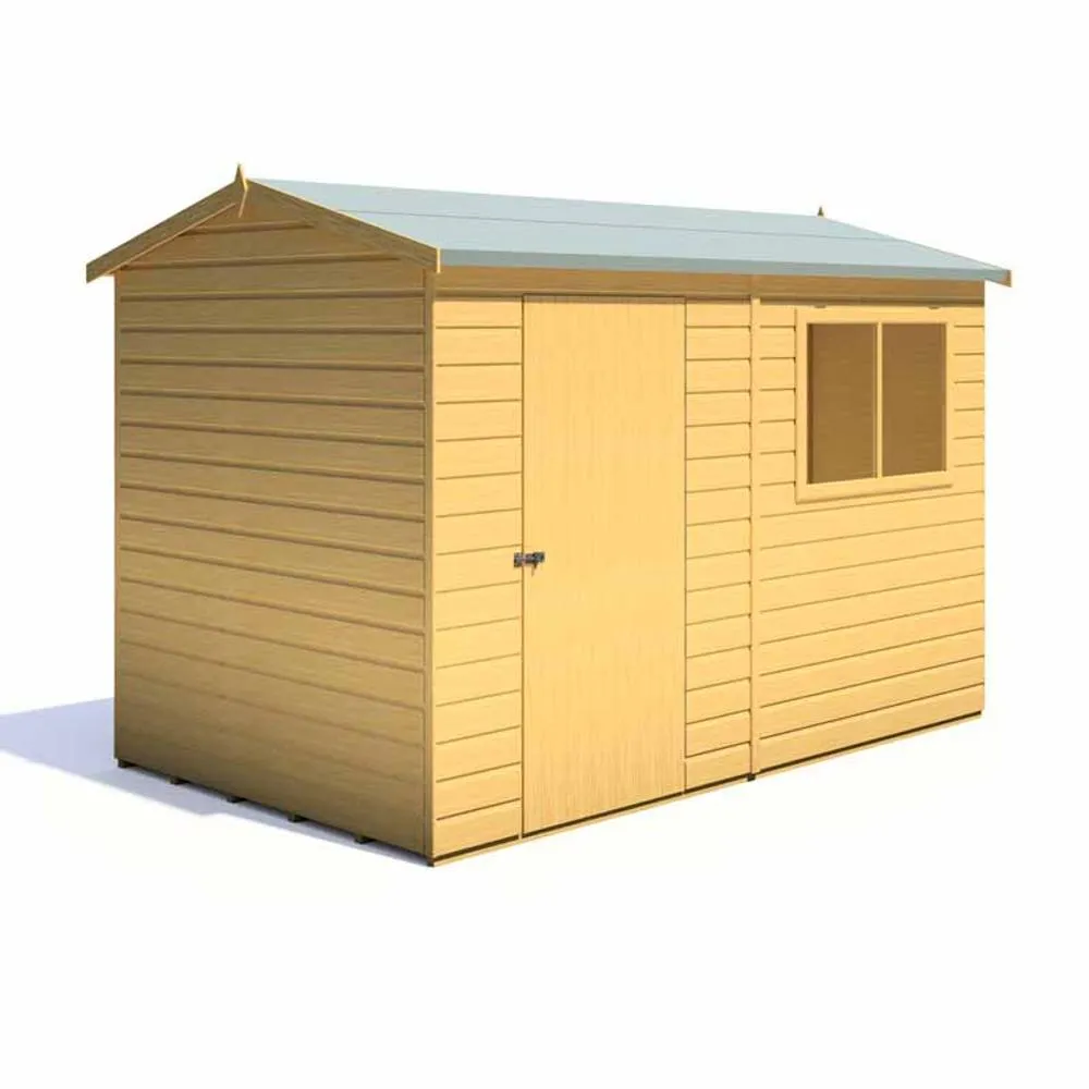 Shires Lewis 10 x 6 Feet Single Door Reverse Apex Style D Shed in Brown 5