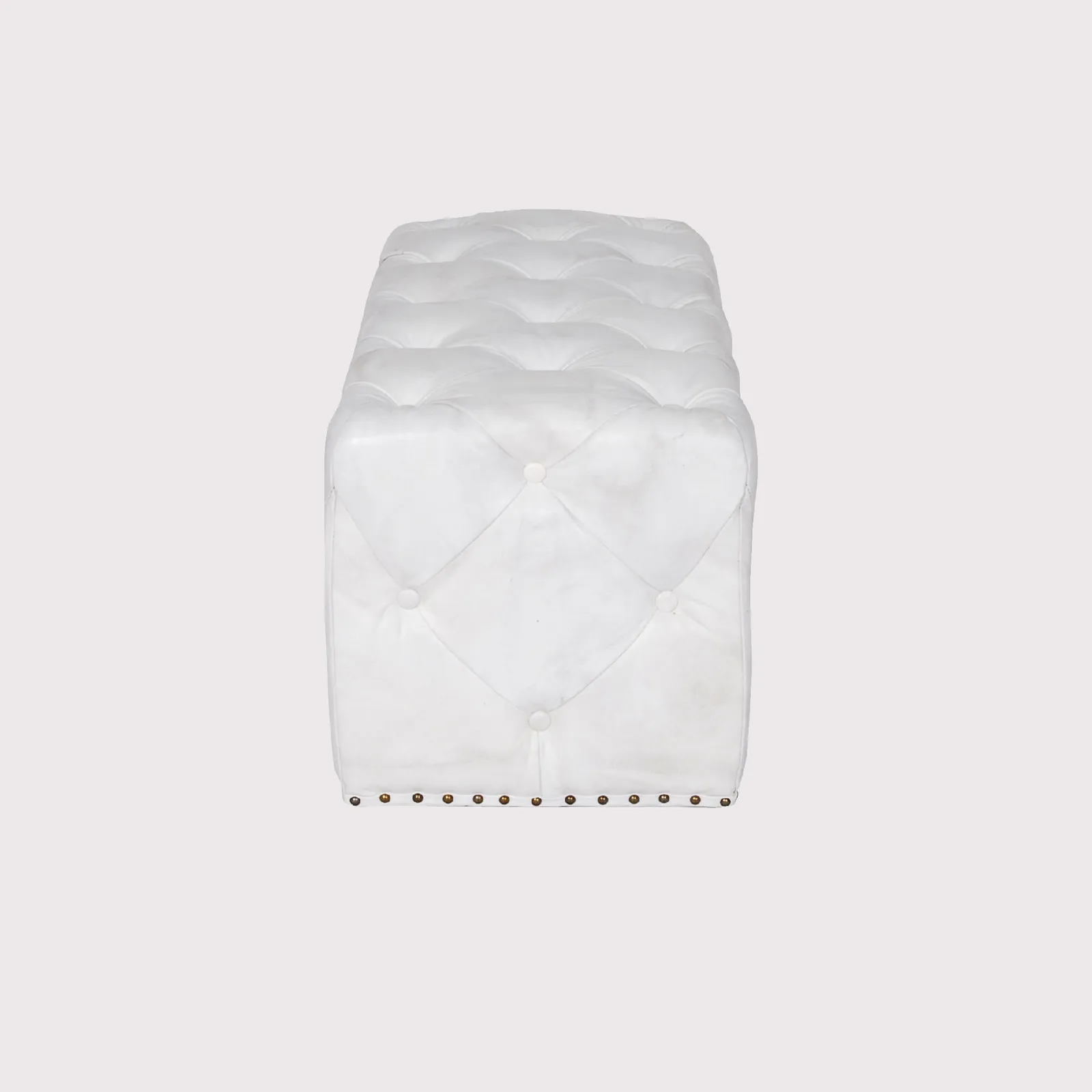 Timothy Oulton Lord Digsby Rectangular Small Footstool, White Leather | Barker & Stonehouse 4